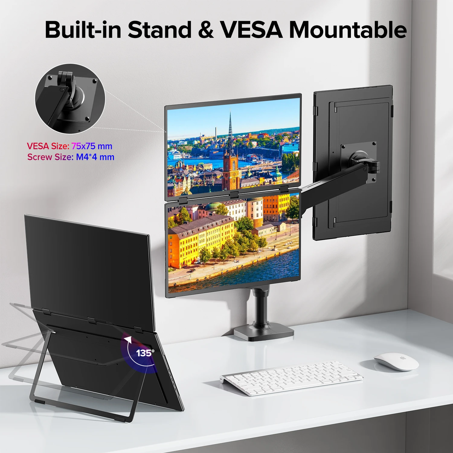 UStation Δ / Delta Plus Stacked Monitor Touchscreen Laptop Dual Screen Folding 18.5