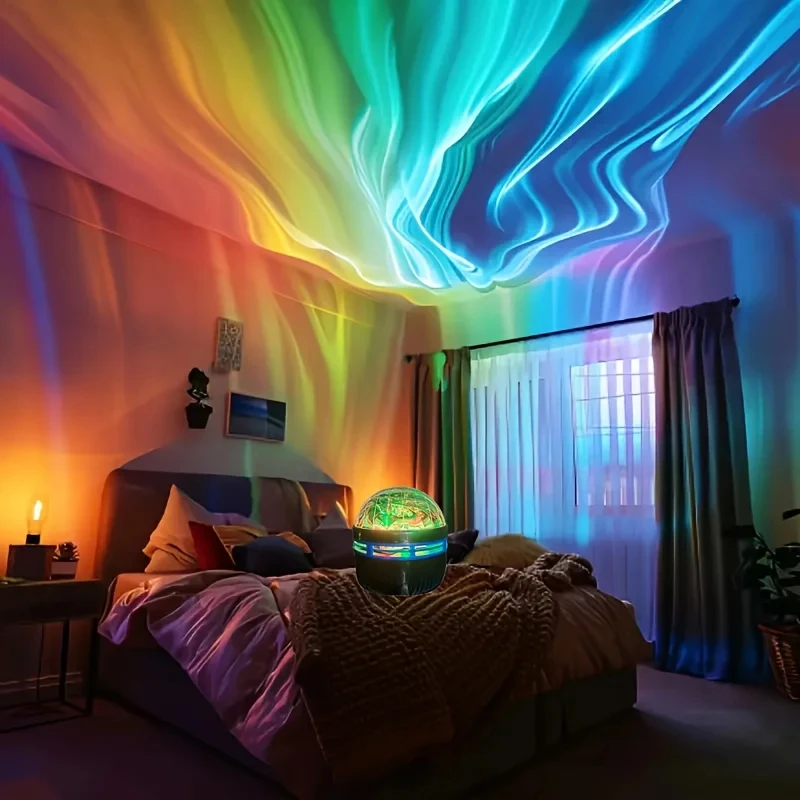 Northern Lights Projector LED Night Light Remote Starry Sky Light Starry Sky Light RGB 7Modes USB Plugin for Kids Room Party KTV-5