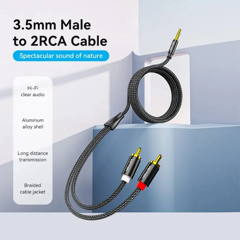 Vention RCA Cable 3.5mm to 2RCA Splitter RCA Jack 3.5 Cable RCA Audio Cable for Smartphone Amplifier Home Theater AUX Cable RCA-2