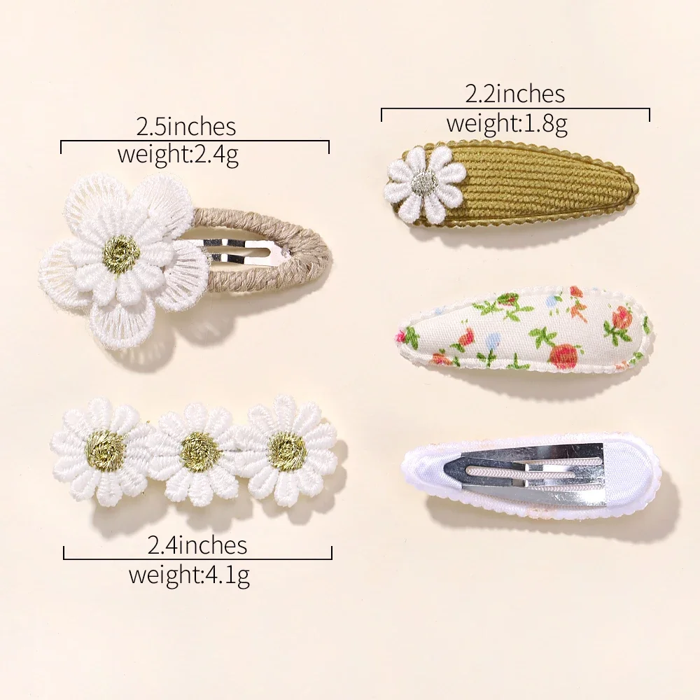 New 5Pcs BB Clips Set for Kids Hair Accessories Sweet Printe Hairbangs Hairclip Girls Barrette Ins Style Daisy Hairpin Ornaments-6