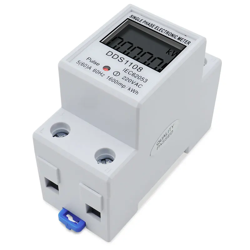 LCD Single Phase Electric Energy Meter KWH AC Digital Watt-Hour Meter 220V 60A 50Hz Electric Din Rail-6
