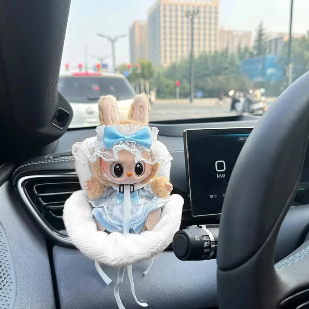 15-17cm Labubu Doll Carseat All Doll Safety Seat Accessories Cute Dolls Car Air Outlet Decoration High-Grade Auto Interior Gifts-2