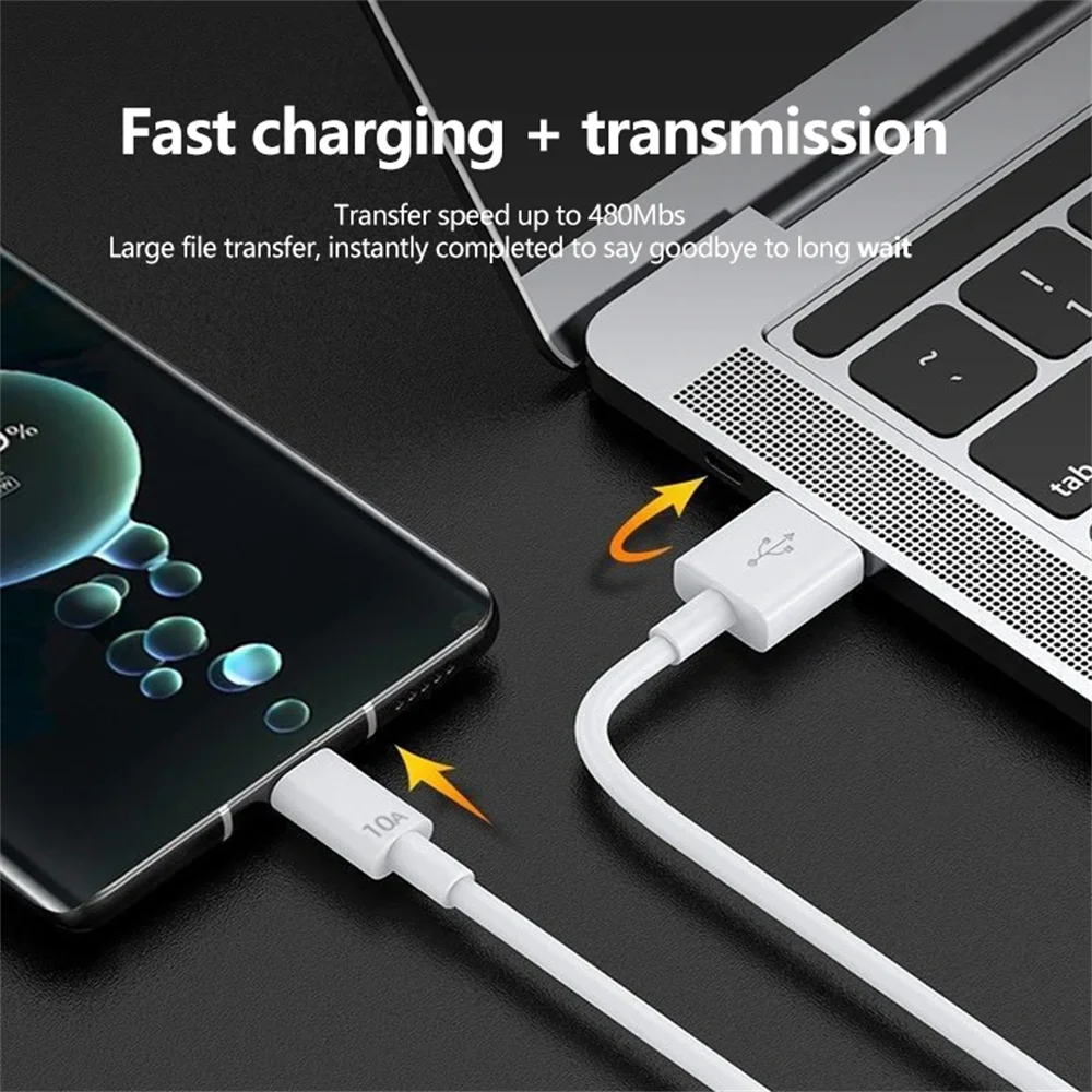 120W 10A USB Type C Super Fast Charging Data Cord Phone USB-C Cable For Huawei Mate 60 Honor Xiaomi Samsung Quick Charger Cable-2