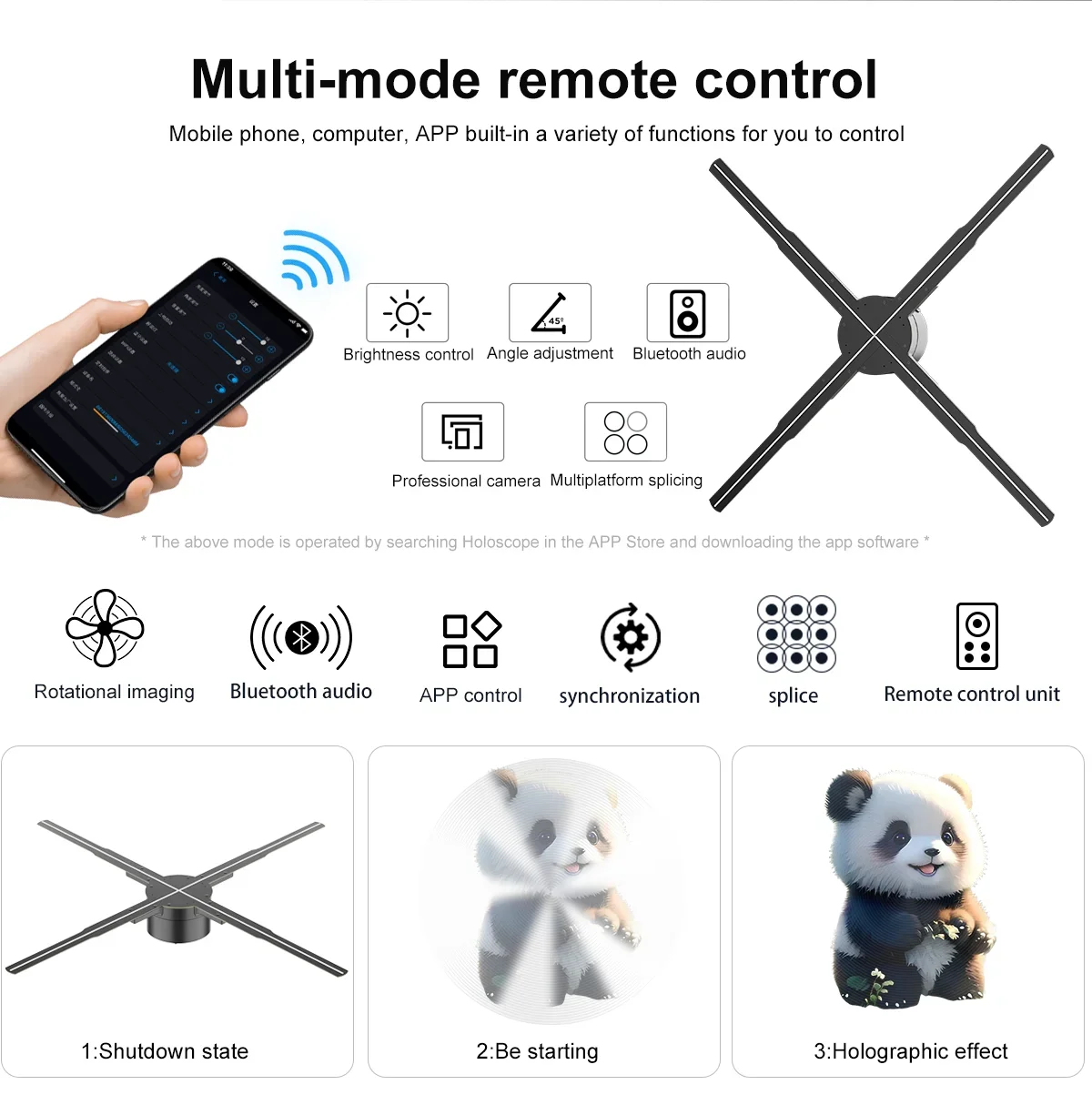 65cm 3D Hologram Fan LED Illuminated Sign Holiday Advertising Lights WIFI Remote Control Display Image Video Hologram Projecter-2