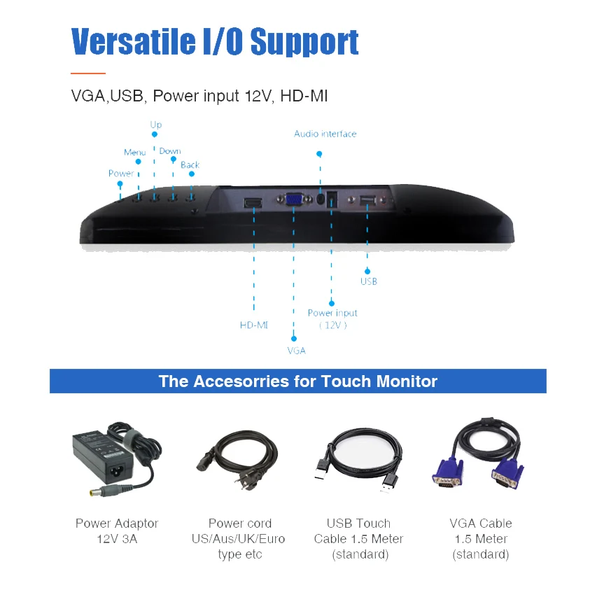 15.6 Inch 1920*1080 Capacitive Touch Screen POS Monitor Industrial LCD Display With HDMI VGA USB Interface For Restaurant Koisk-4