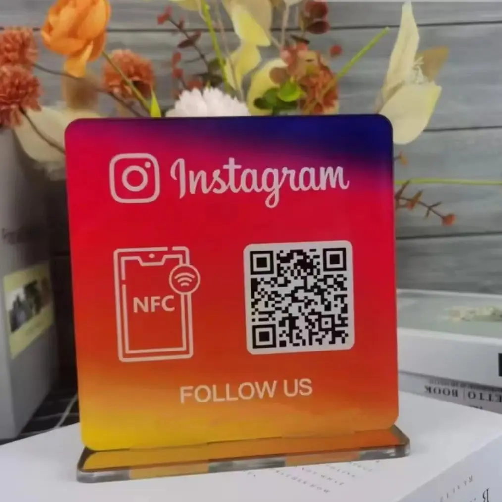 Custom Google Review Sign with NFC Scan code Acrylic Social Media Signs For Your Business Retail Store Decors-5