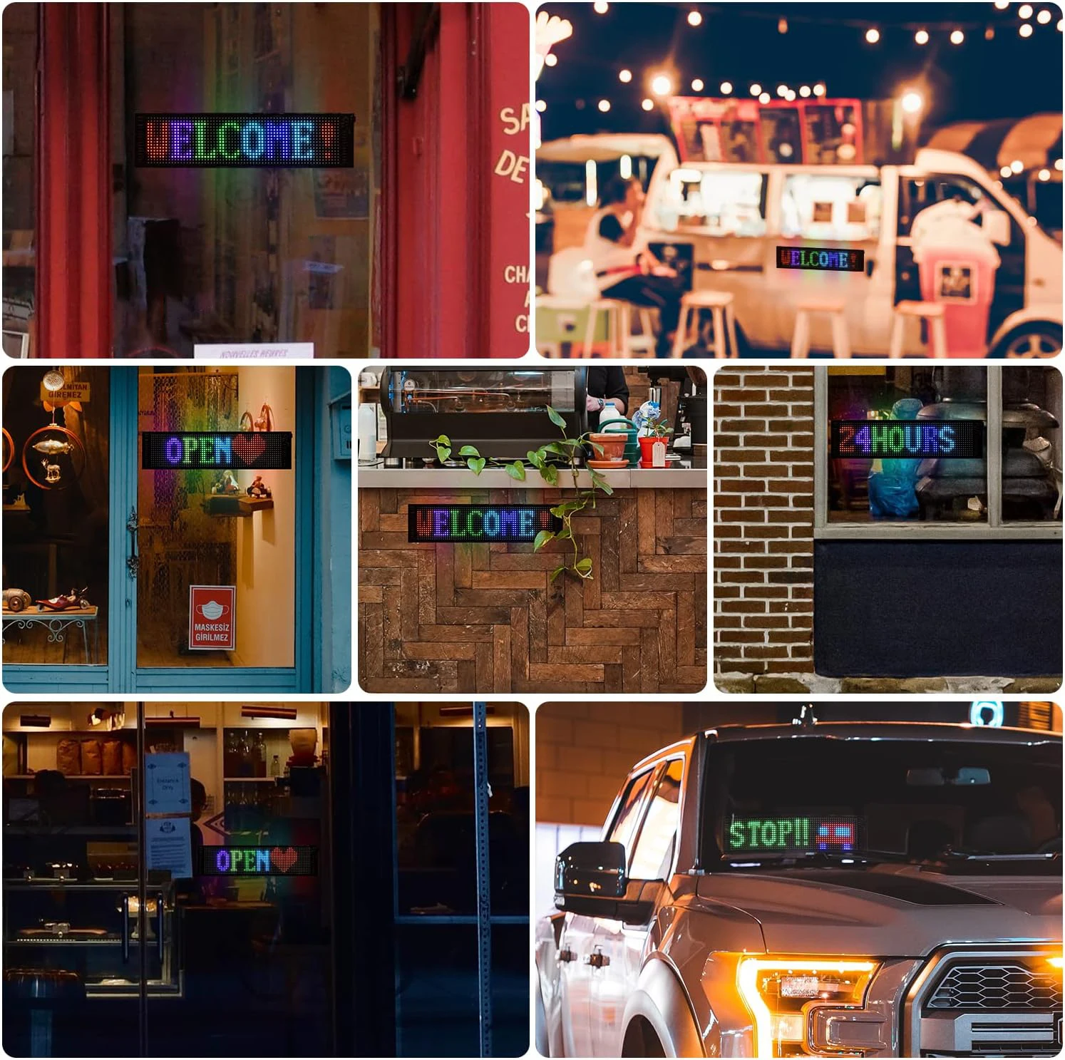 LED Matrix Panel Rolling Advertising LED Signage USB 5V Bluetooth App Controlled Sign Light Programmable LED Car Sign-6