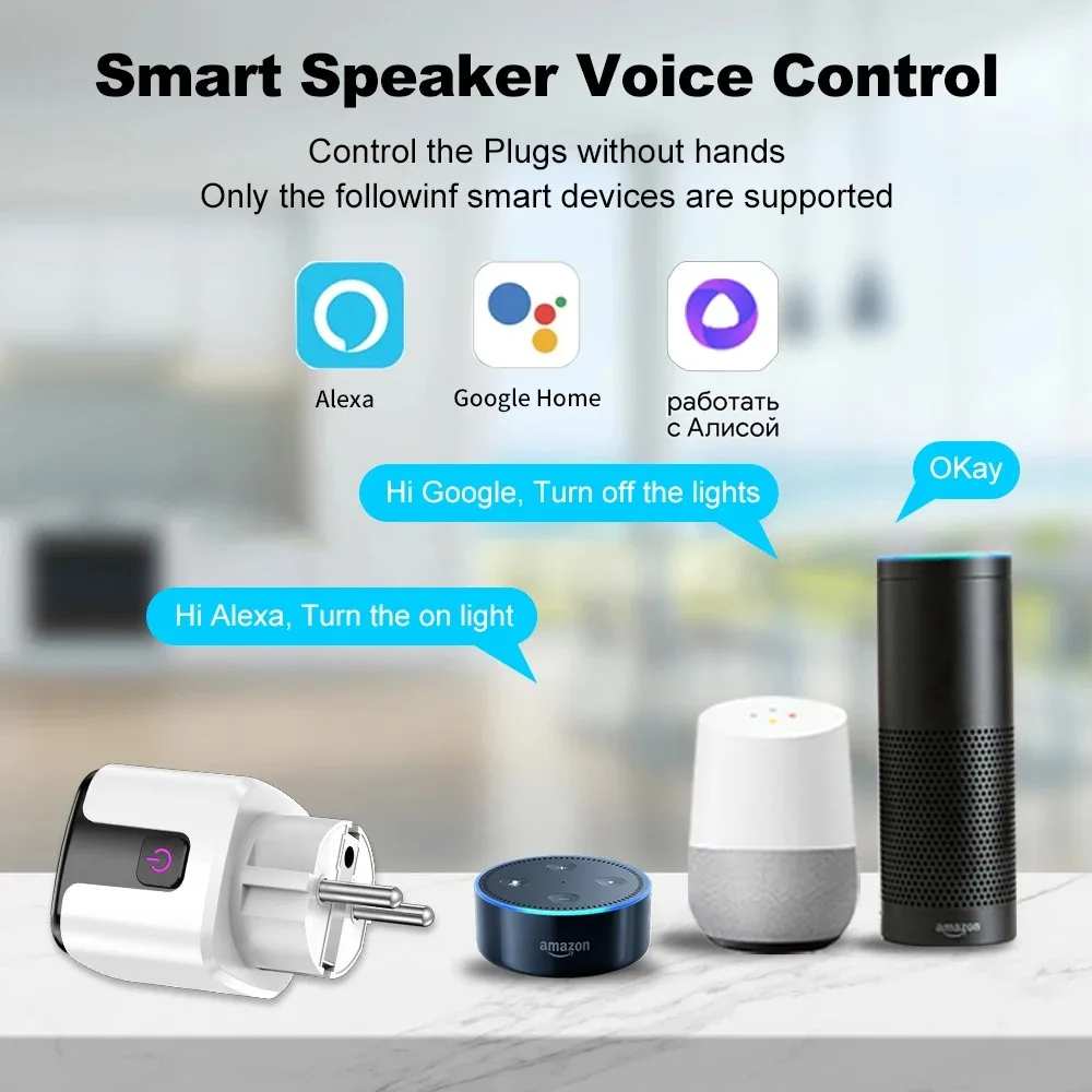 Tuya Smart EU Plug WiFi+Bluetooth 20A Socket With Power Monitoring Timer Child Lock Outlet Google Home Alice SmartThings Alexa-2