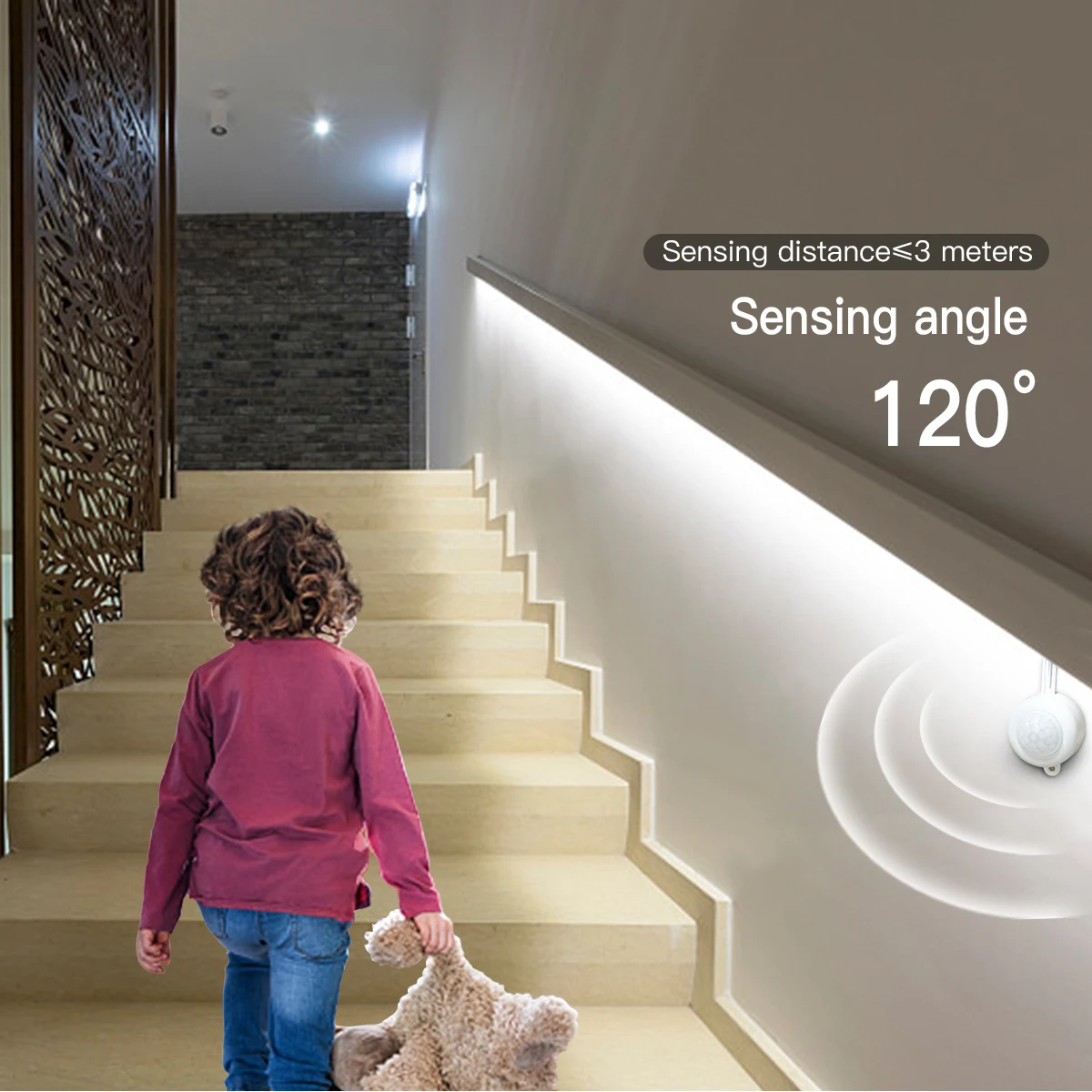 Smart PIR Motion Sensor Super Bright COB LED Strip Neon Light Auto ON/OFF 320leds/m Waterproof for Kitchen,Stair,Wardrobe Decor-6