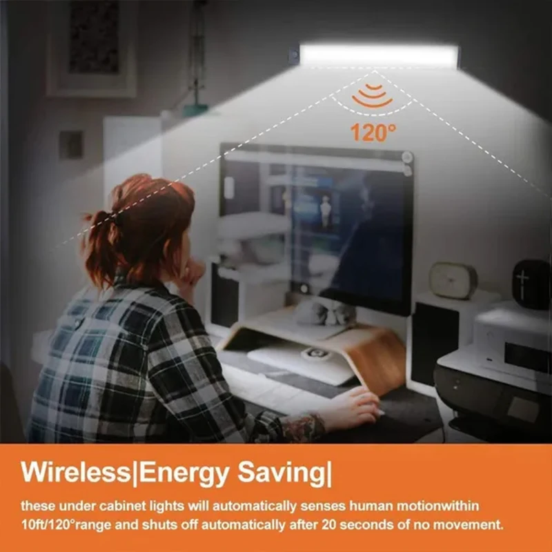 PIR Motion Sensor LED Under Cabinet Lamp Dimmable Rechargeable Night Light Stairs Closet Room Aisle Tube Bar Detector Bulb-2