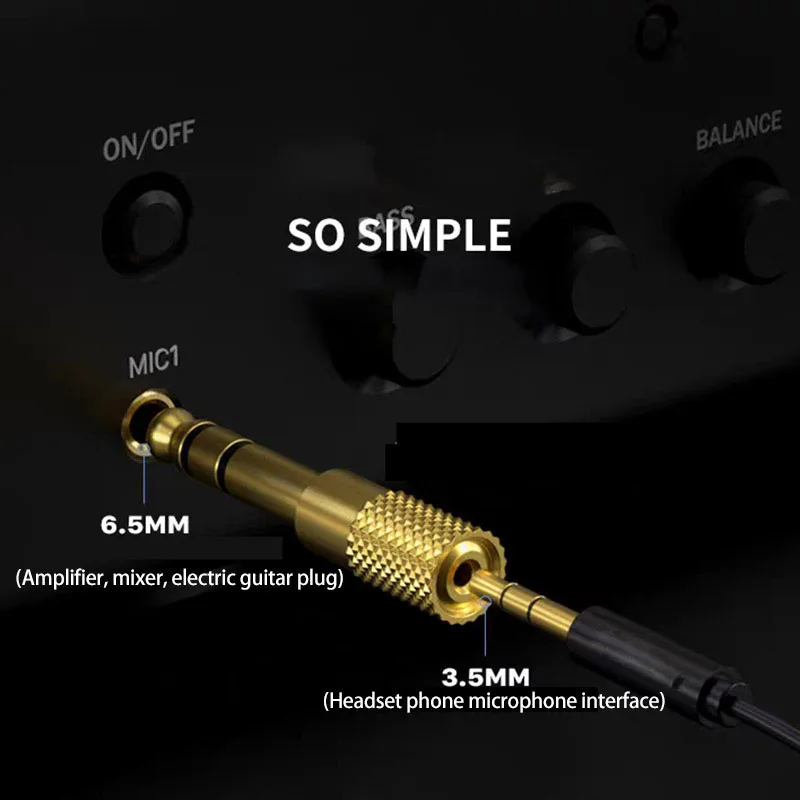 Audio 6.5 to 3.5 Adapter Microphone Mic Headset 3.5mm Female to 6.35 Male Plug Small to Large-6