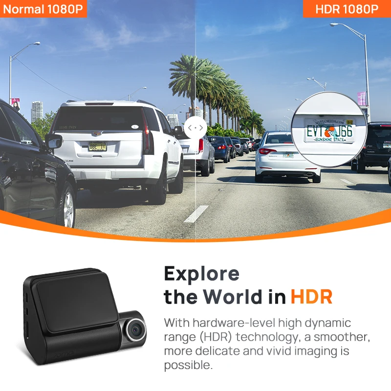 Global 70mai Dash Cam A200 Dual-channel Record 1080P HDR 2'' IPS Screen 24H Parking Monitor 70mai Car DVR A200 WIFI APP 130° FOV-3