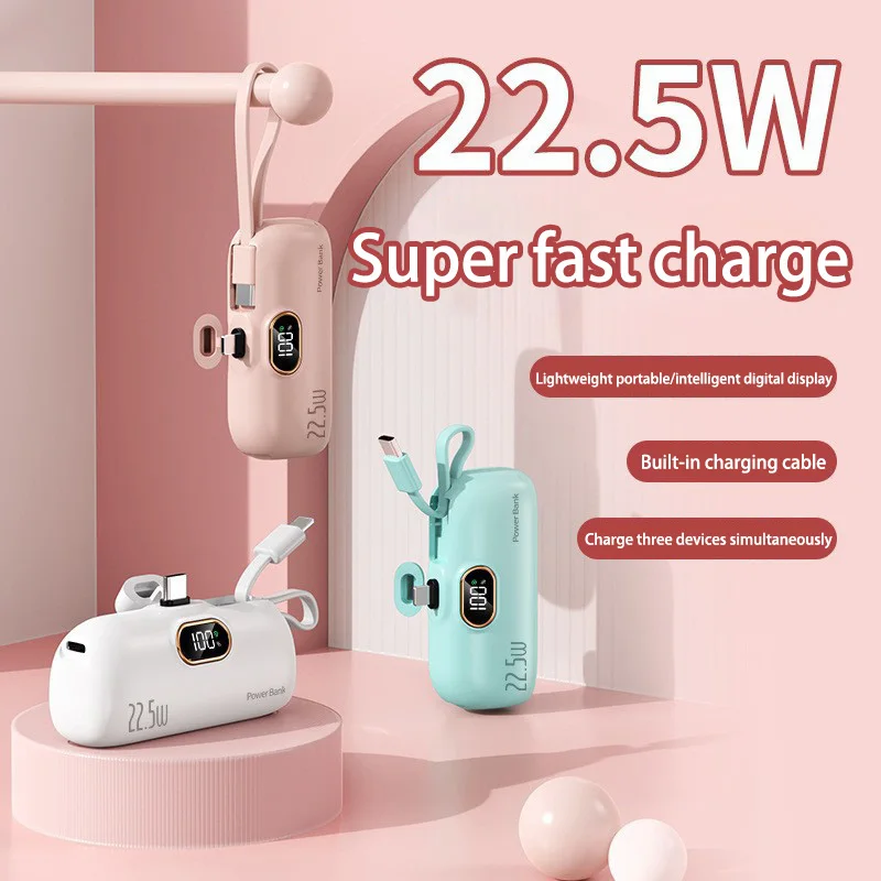 Xiaomi 30000mAh Mini Portable Power Bank Capsule Mobile Power Supply Emergency External Battery Fast Charger For Type-c iPhone-3
