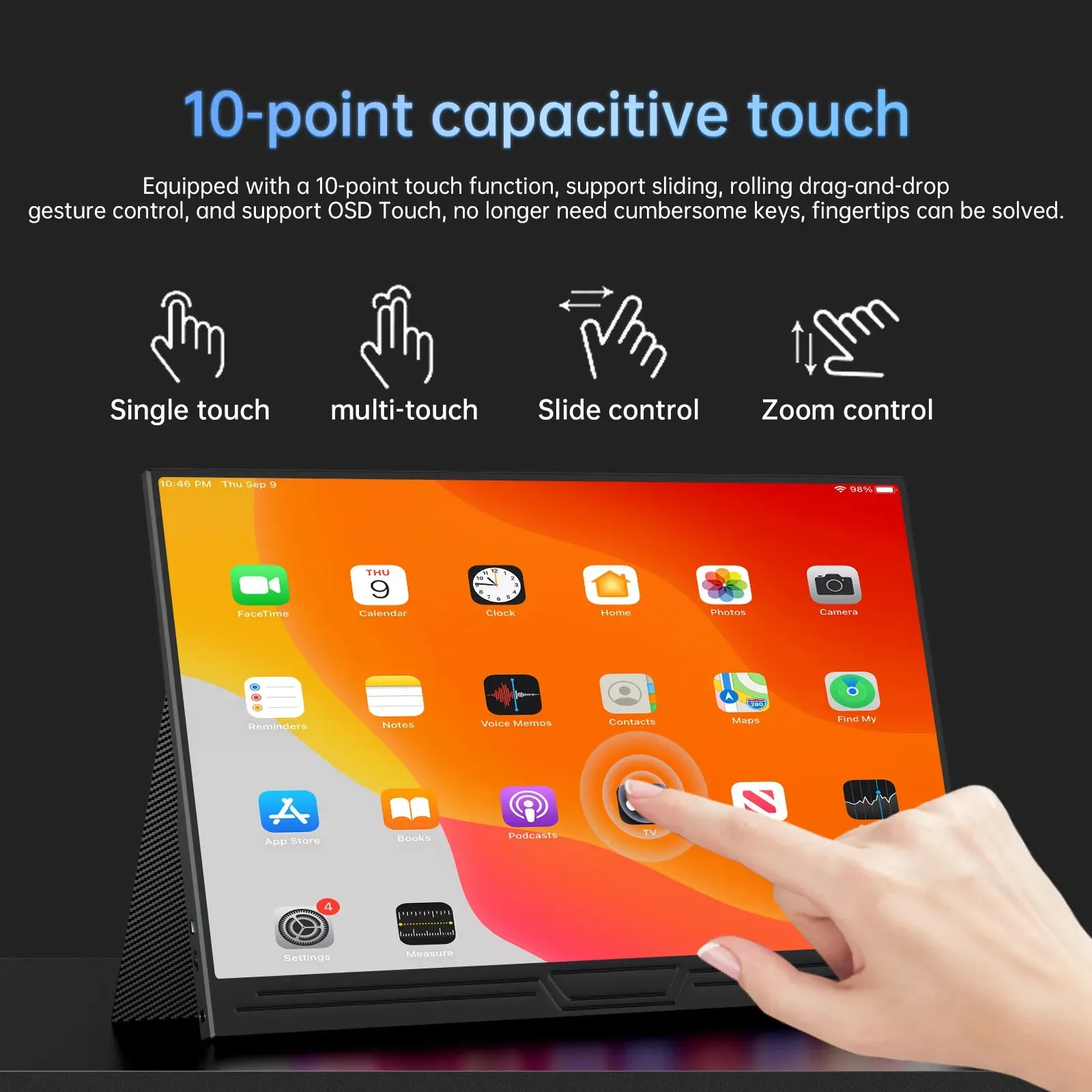 15.6 inch Touch Monitor Portable Monitor IPS 300cd/m2 USB-C Gaming Monitor For PC Laptop Mini Pc-4