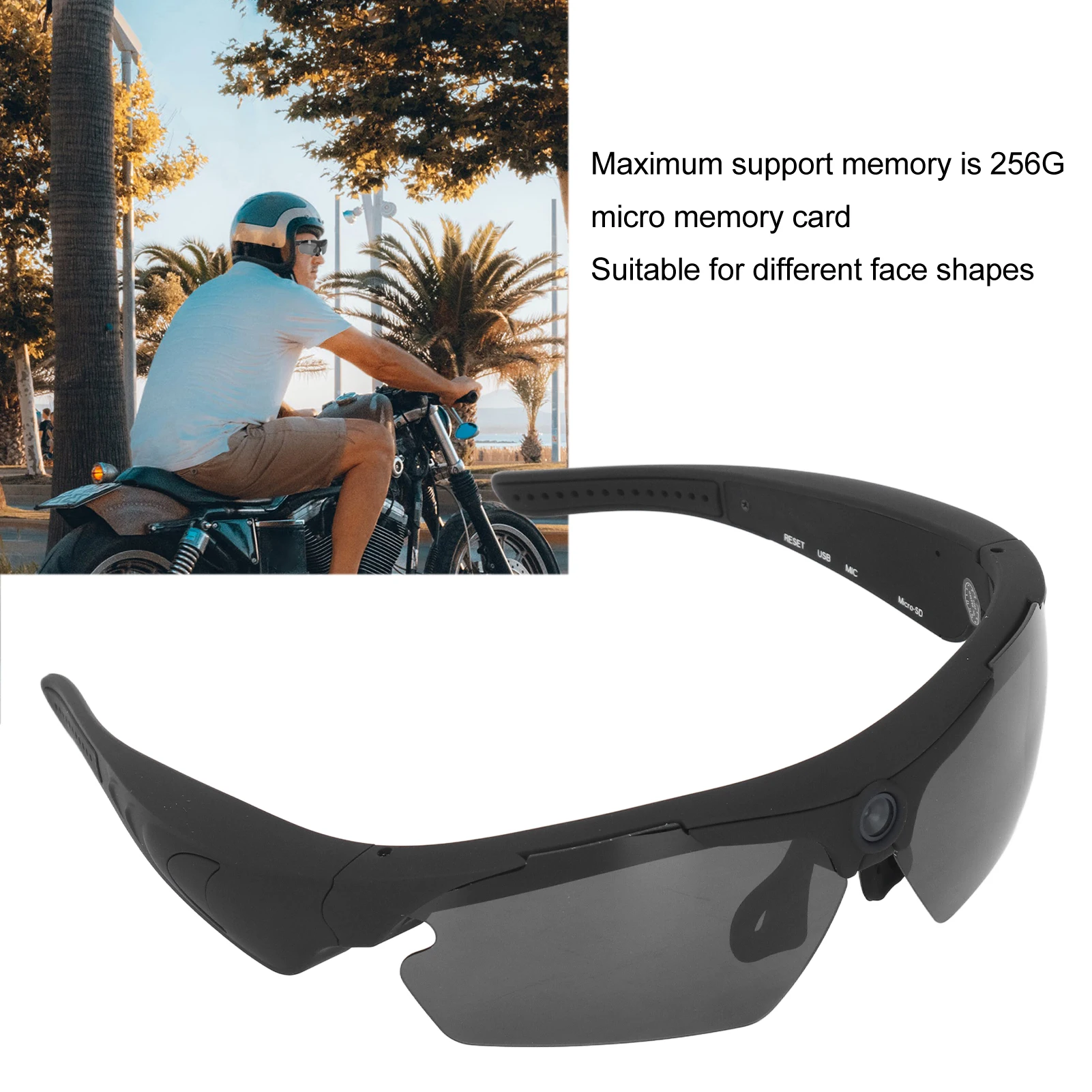 Camera Glasses Video Sunglasses 1080P Full HD Video Recording Shooting Camera Glasses for Cycling Driving Hiking Fishing Hunting-4