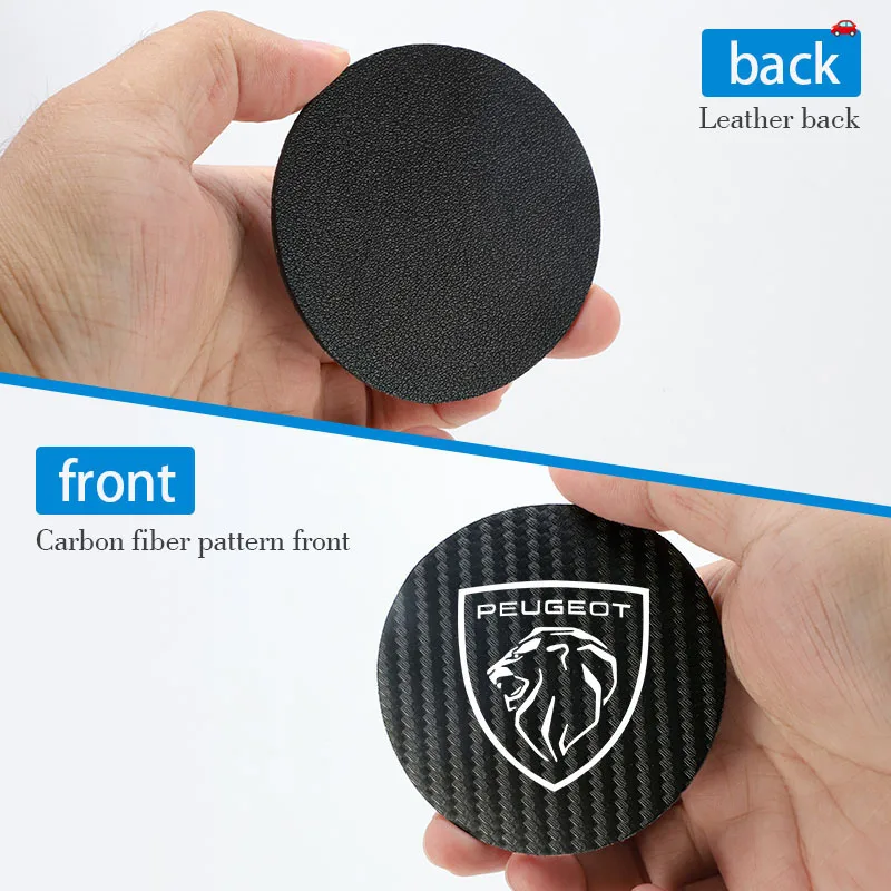 2Pcs Car Decorative accessories Carbon fiber leather Water Cup Mat For Peugeot 408 4008 308 3008 5008 508 106 208 301 407 108-3