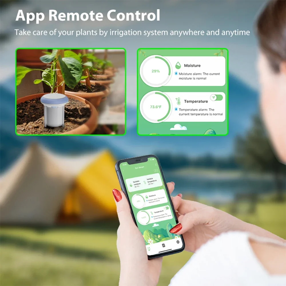 Haozee Tuya Smart Wifi Soil Tester Temperature and Humidity Meter Waterproof hygrometer Garden Automation Irrigation Detector-4