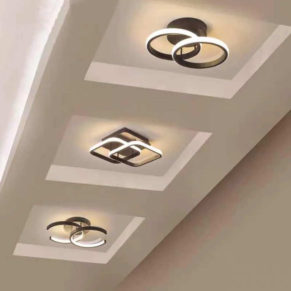 Modern LED Ceiling Light 2 Rings Creative Design Ceiling Lamp Indoor Lighting Fixtures Hallway Balcony Aisle Office Light-3