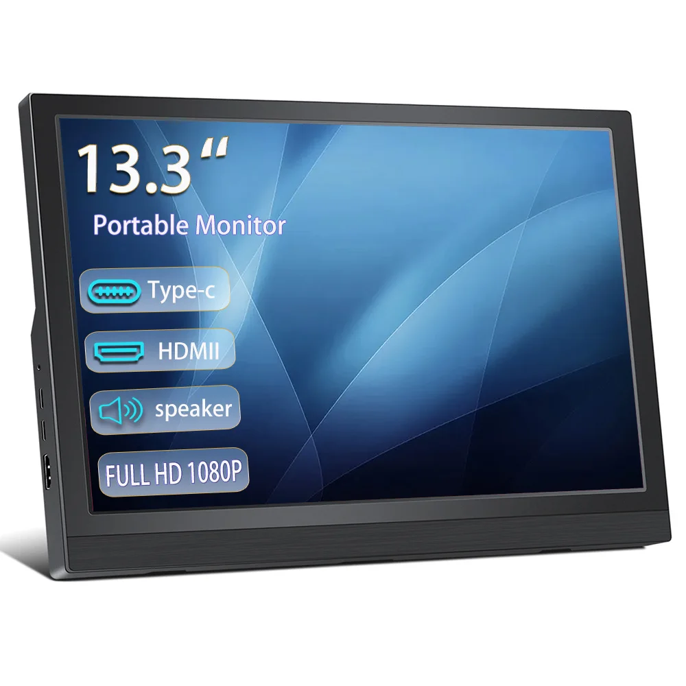 13.3 Inch Portable Monitor,Small HDMI Monitor,Built-in speakers Type-c HDMI Compatible With PC Laptop Phone PS4/5 Raspberry Pi