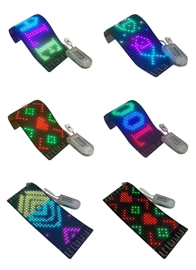 Mini LED Matrix Panel Battery Powered DIY Scrolling Text Smart Bluetooth App Control Programmable 16 * 32 LED Flexible Display-6