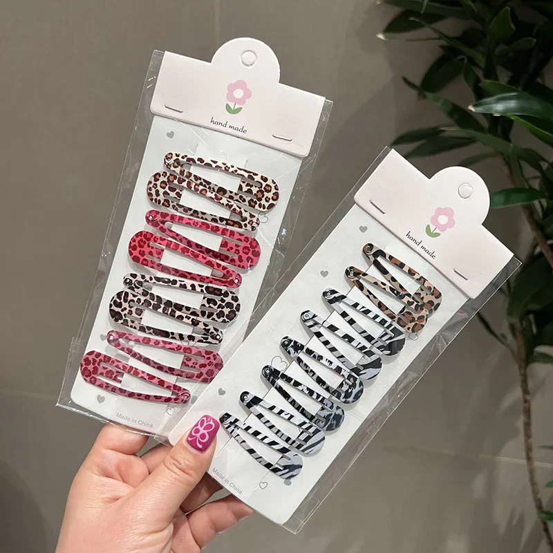 8pcs/set Leopard Print Hair Clips for Women Girls Vintage Geometric Star BB Clips Bangs Hairpins Barrettes Hair Accessories Set-3