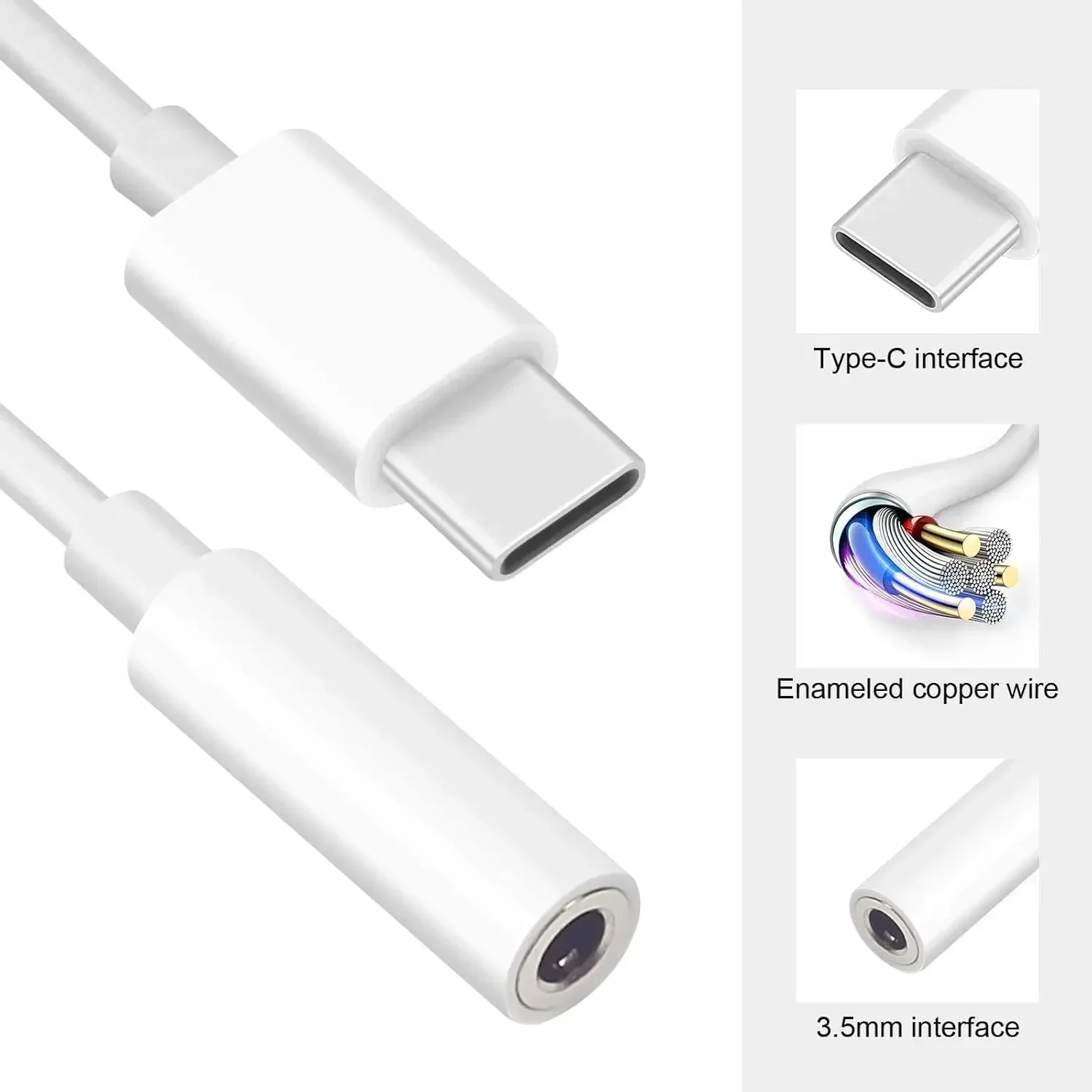 USB Type C To 3.5 Jack Earphone Adapter,USB-C 3.5mm Audio Cable Converter For IPhone 15 15 Pro MAX Samsung Galaxy Huawei Xiaomi-2