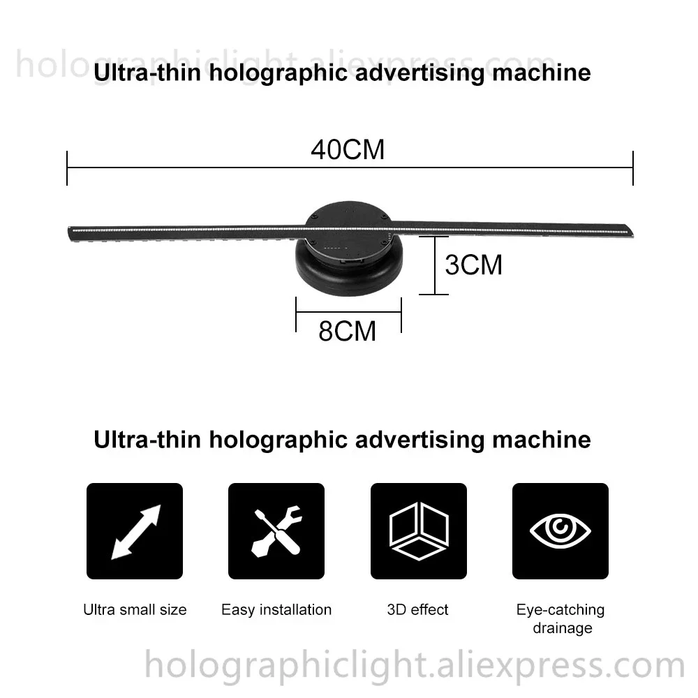 PD42 3D Fan Hologram Projector Holographic Fan Logo Commercial Advertising Light Led Display Remote Player Support Images Video-2