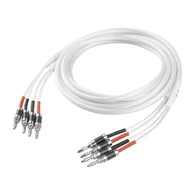 TODN One Pair HIFI Silver-plated Speaker Cable High-end 7N OCC Speaker Wire For Hi-fi Systems Y Plug Banana plug Speaker Cable-6