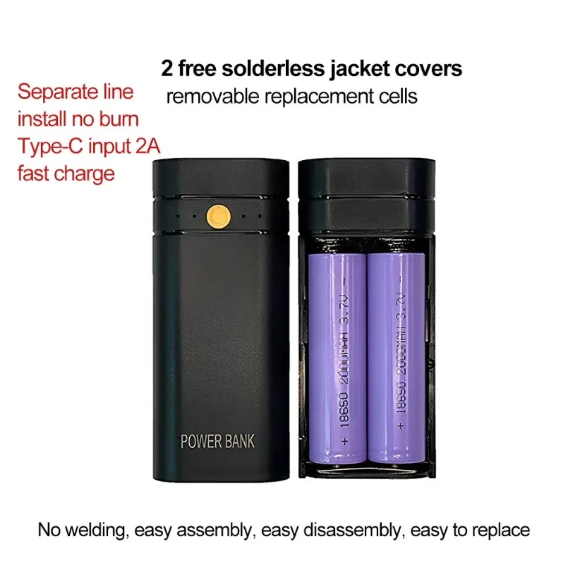 5V 2A 6000mAh 2X 18650 USB Type-C Battery Charger Case DIY Power Bank Box For Phone Electronic Charging Not Including Batteries-6