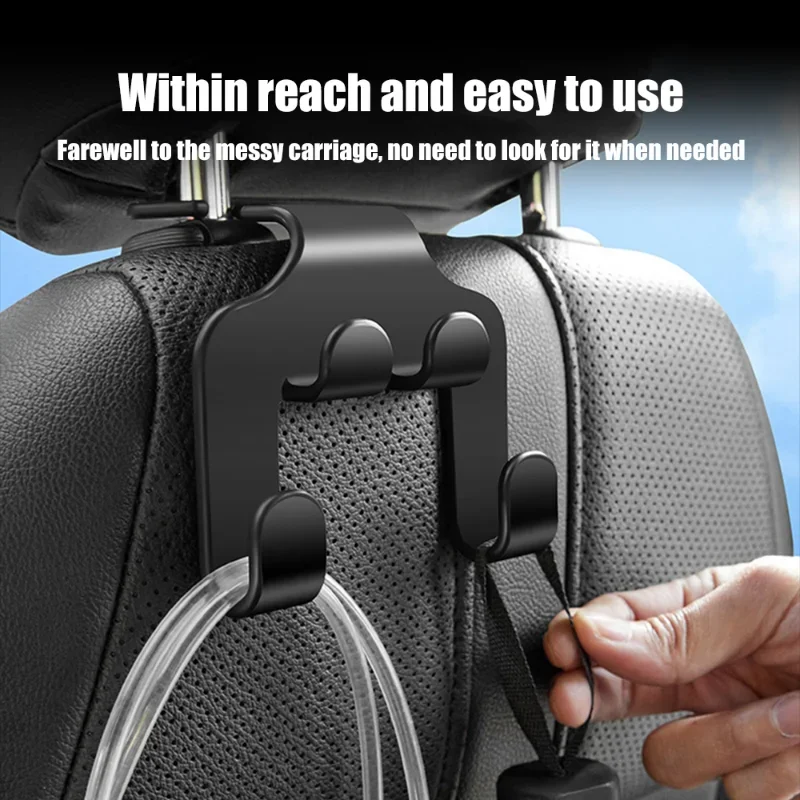 Double Head Phone Hanger 1/2pcs Multifunctional Car Seat Back HookHeadrest Hanging Bag Storage Hanger Car Interior Accessories-2