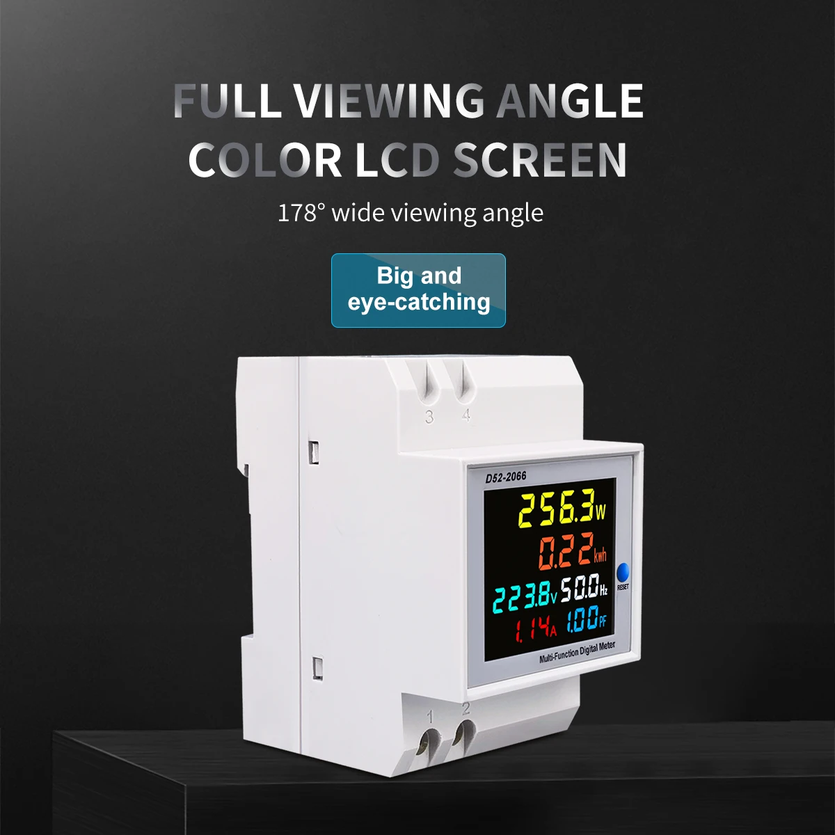 6IN1 din rail AC monitor 110V 220V 380V 100A Voltage Current Power Factor Active KWH Electric energy Frequency meter VOLT AMP-2