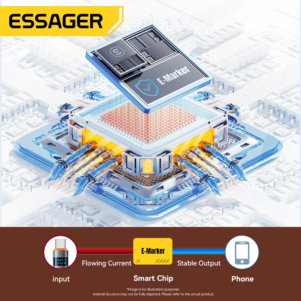 Essager Digital Dispaly USB Type C To USB C Cable For Huawei mate60 100W Fast Charging Charger Wire Cord For Macbook pro Xiaomi-4