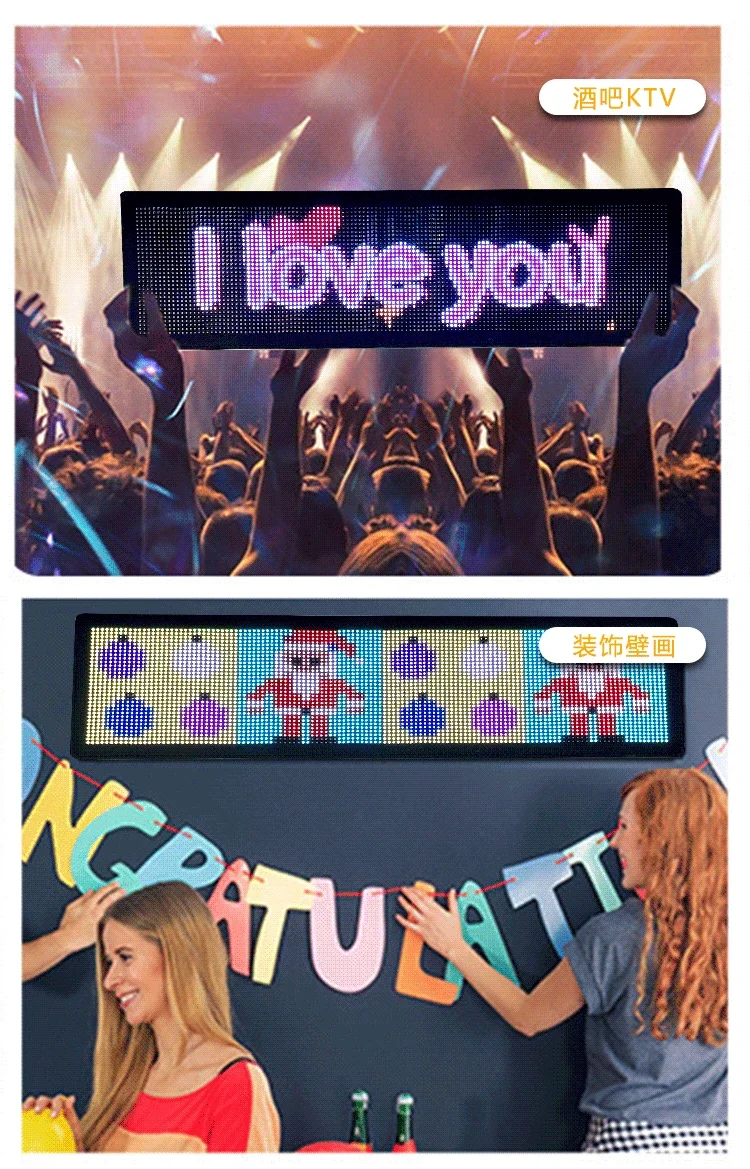 LED Car Sign Multilingual Messages Scrolling Text Screen USB 5V APP Programmable Flexible LED Display Board for Shop Bar Display-5