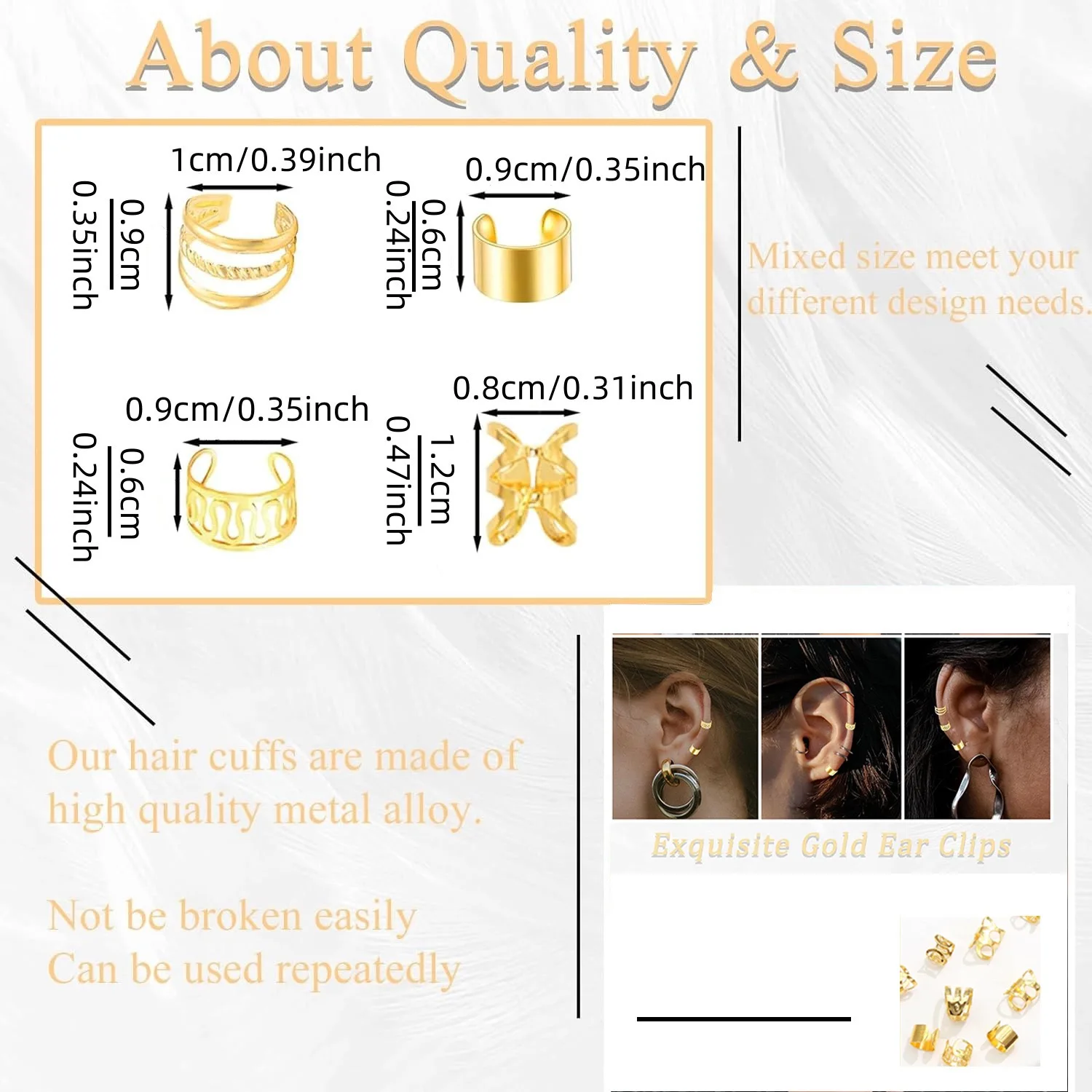 40PCS Hair Jewelry for Braids  Hair Cuffs Multi Style Rings Adjustable Hair Beads for Braid Loc Dreadlock Accessories-4