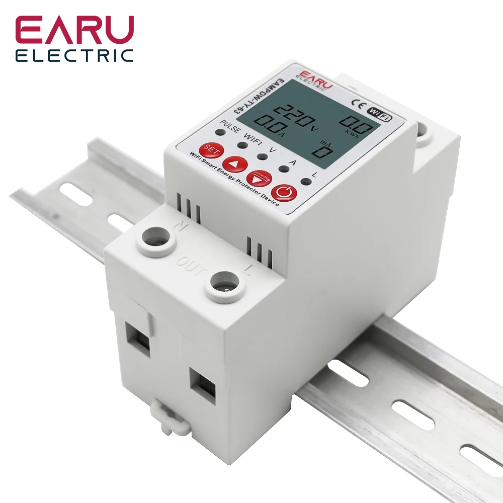 2P 63A TUYA APP WiFi Smart Circuit Earth Leakage Over Under Voltage Protector Relay Device Switch Breaker Energy Power kWh Meter-6