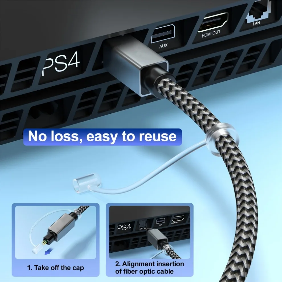 LccKaa Digital Optical Audio Cable Toslink SPDIF Coaxial Cable 1.8m 3m for Amplifiers Blu-ray Xbox 360 PS4 Soundbar Fiber Cable-4