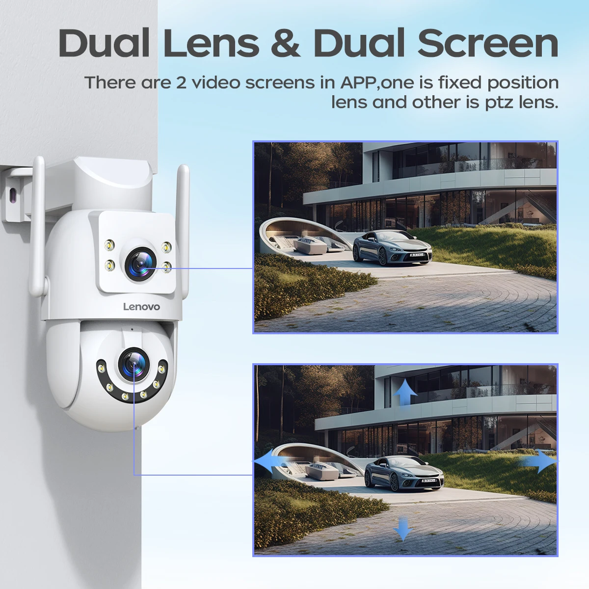 Lenovo 4K 6MP WiFi Surveillance Camera Outdoor Security Dual Lens Dual Screen AI Tracking PTZ IP Camera CCTV Video Surveillance-2
