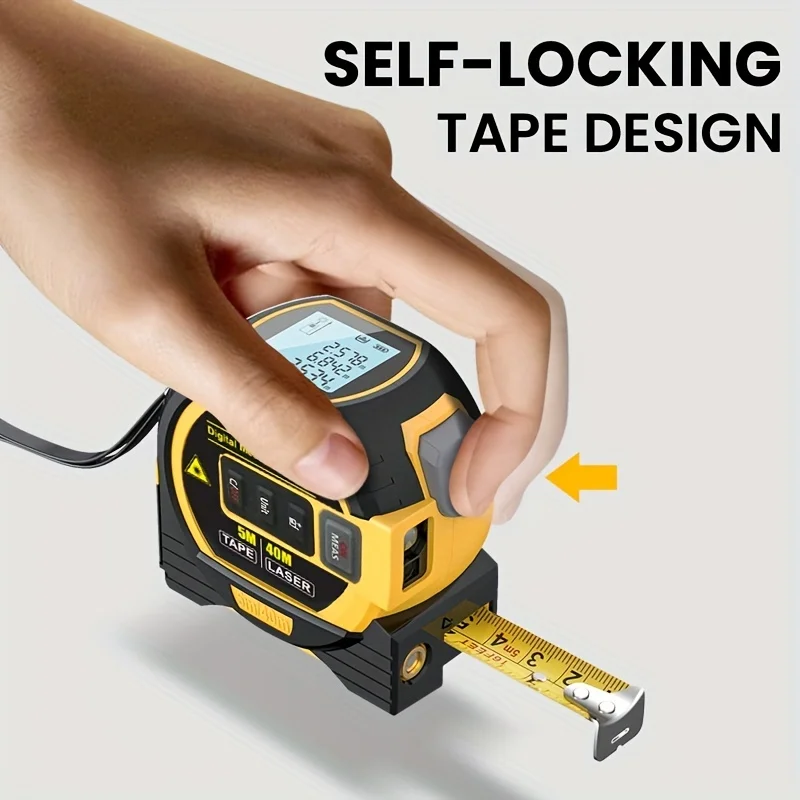 1pc Laser Tape Measure 3 In 1 Digital Tape Measure High Precision Laser Rangefinder Steel Tape Measure-4