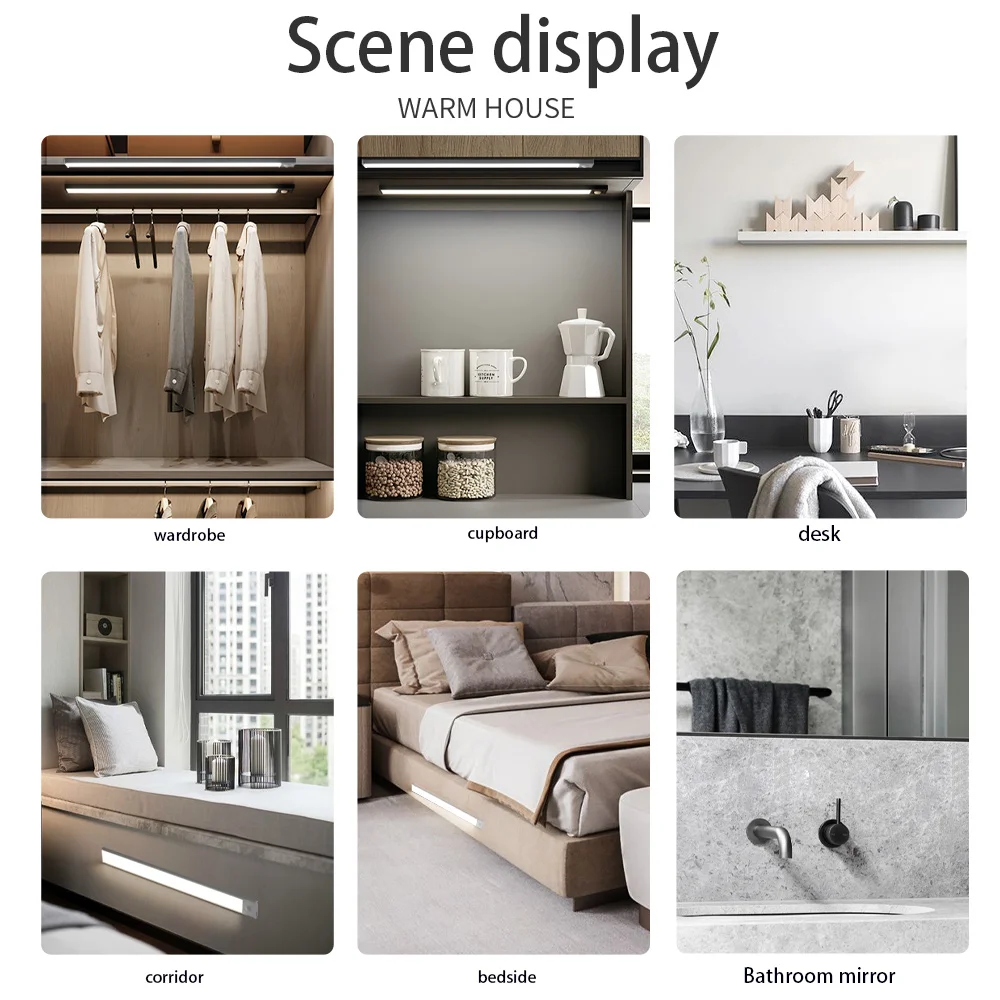 Night Light Led Light Under Cabinet Light Motion Sensor night light Closet Light Cabinet Kitchen Lighting Magnetic night light-6