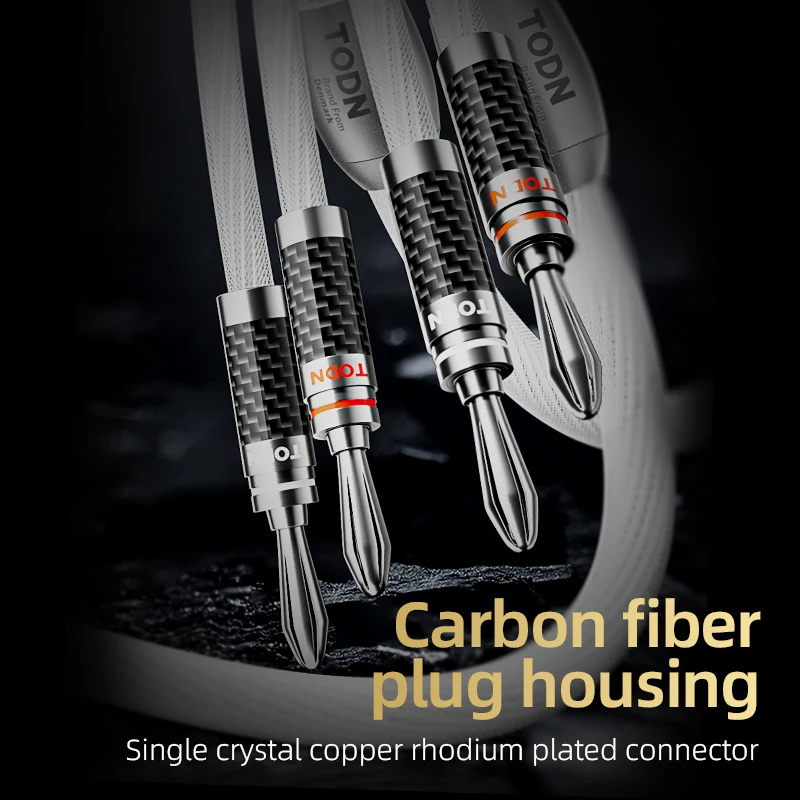 TODN 1 Pair HIFI Silver-plated Speaker Cable High-end 7N OCC Speaker Wire For Hi-fi Systems Y Plug Banana plug Speaker Cable-4