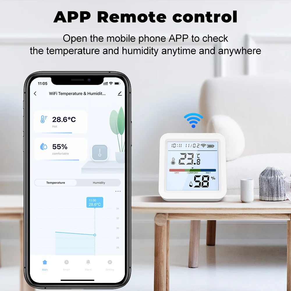 Tuya Smart Temperature And Humidity Sensor WiFi/Zigbee With Backlight Indoor Hygrometer Voice Control Via Alexa Google Home-2