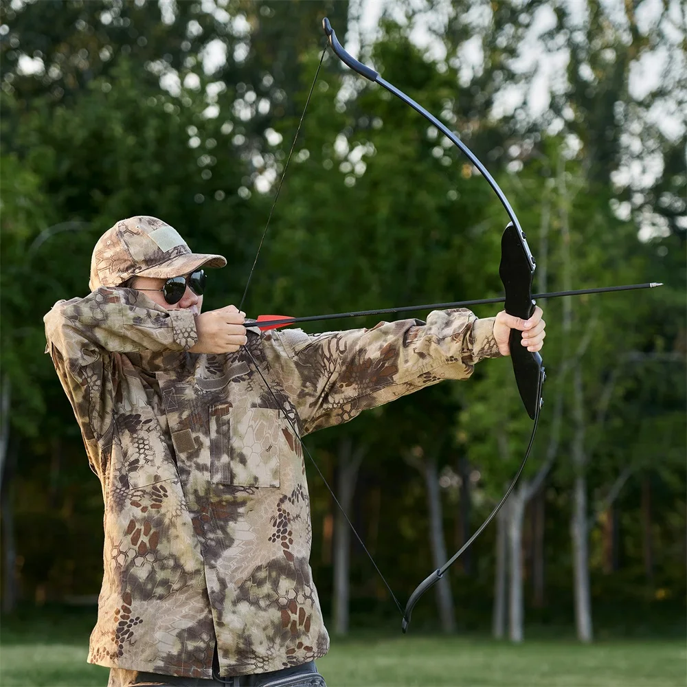 Archery Bow and Arrow 30/40lbs Take-Down Recurve/Straight Bow with 12x Carbon Arrows Shooting Practise Hunting Game Accessories-3