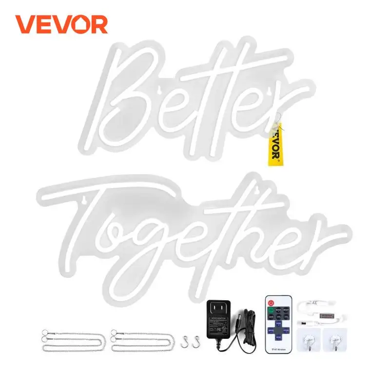 VEVOR Neon Sign "Better Together" Decoration Illuminated Lighting Signage White Color LED Neon Night Lamp Wall Party Gift Decor