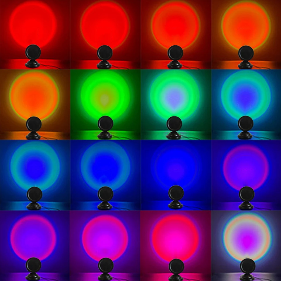 Mini USB Sunset Lamp Led Projector Night Light 16 Colors Switch Rainbow Atmosphere Home Bedroom Background Wall Decoration Gift-5