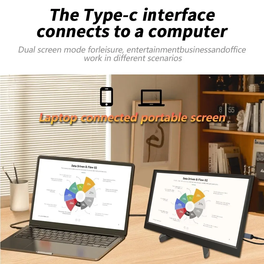 MUCAI 11.6 Inch Portable Monitor 16:9 60Hz Game Screen 45% NTSC 250Cd/m ² Laptop Mac Xbox PS4/5 Switch Display Type-c Interface-5