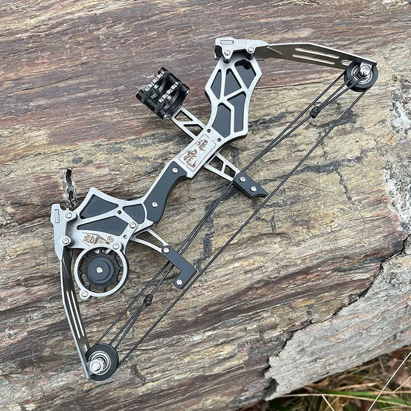 Archery Mini Compound Bow and Arrow Set 12Lbs Stainless Steel Powerful Bow Range 20-30m for Practice Shooting Pocket Pulley Bow-5