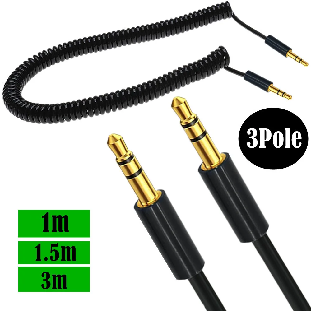 Rallonge Jack 3.5mm 4 3 Pole TRRS to TRRS Male to Female Headphone Stereo Audio AUX Spring Coiled Spiral Cable-2