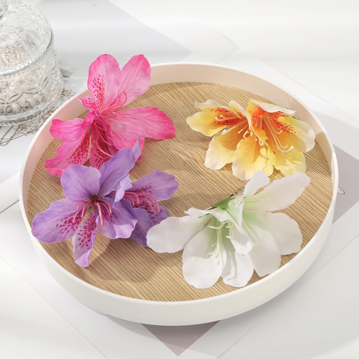 AWAYTR Bohemia Canna Flowers Samll Hair Clips Hawaii Bridal Flowers Hair Clips Hairpins Barrette For Wedding Hair Accessories-4