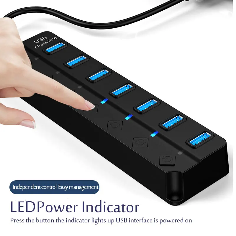 USB 3.0 Power Adapter 4/7 Port Multi USB Splitter Hub USB Hub 2.0 USB Multiple Expander Switch 30CM Cable Hub Docking Stations-3