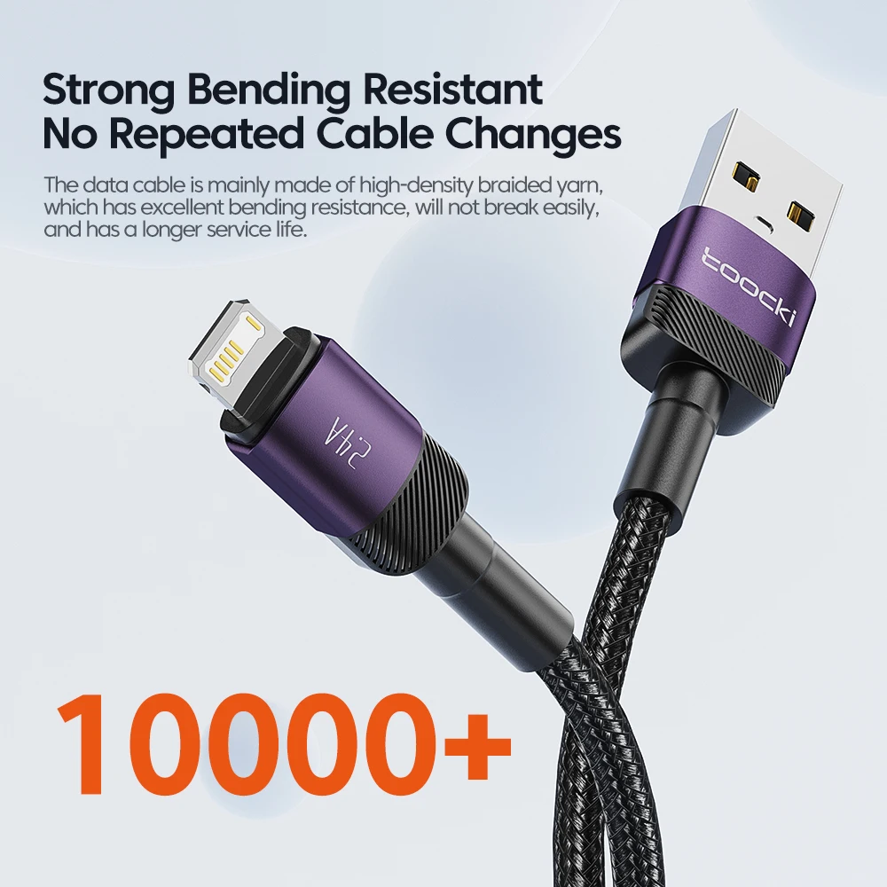 Toocki USB Cable For iPhone 14 13 12 Pro Max X XS XR 8 7 Plus iPad Fast Charging Charger USB To iP Cable For iPhone Data Cord-6